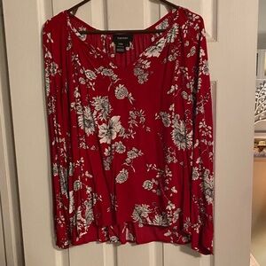 Torrid Red and White Floral Blouse